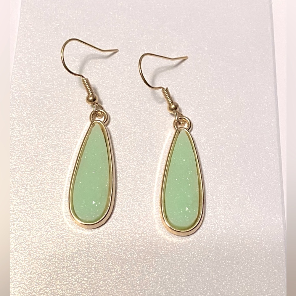 Druzy Teardrop Stainless Steel Earrings